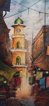 Aysha Khan, 10 x 22 Inch, Water color on Paper, Cityscape Painting, AC-AYSKH-013